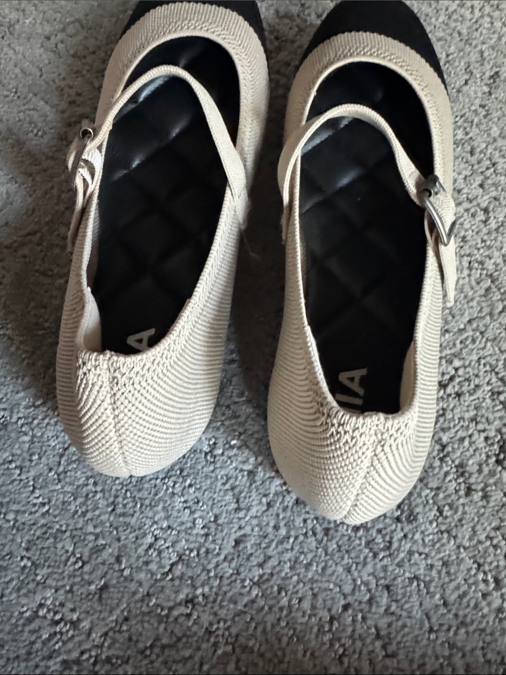 MIA Beige and Black Knit Mary Jane Flats - Picture 4 of 5